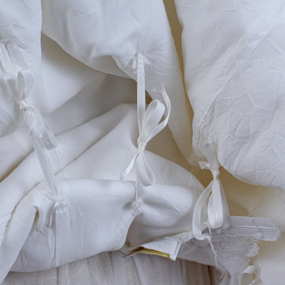 Wedding Dress Vintage 70s 4 6 Floral Lace Princess Gown White Boho Full A-line - Picture 12 of 14